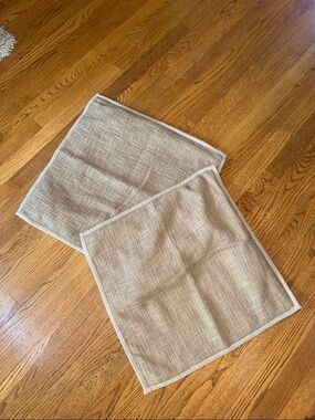 Pottery Barn 20 x 20 Neutral Beige Woven Square Accent Pillow Covers (Pair)